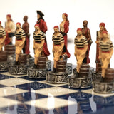 Ensemble Pirates contre la Marine - Laqué bleu - ensemble échecs décoratif - Rouge et Noir
