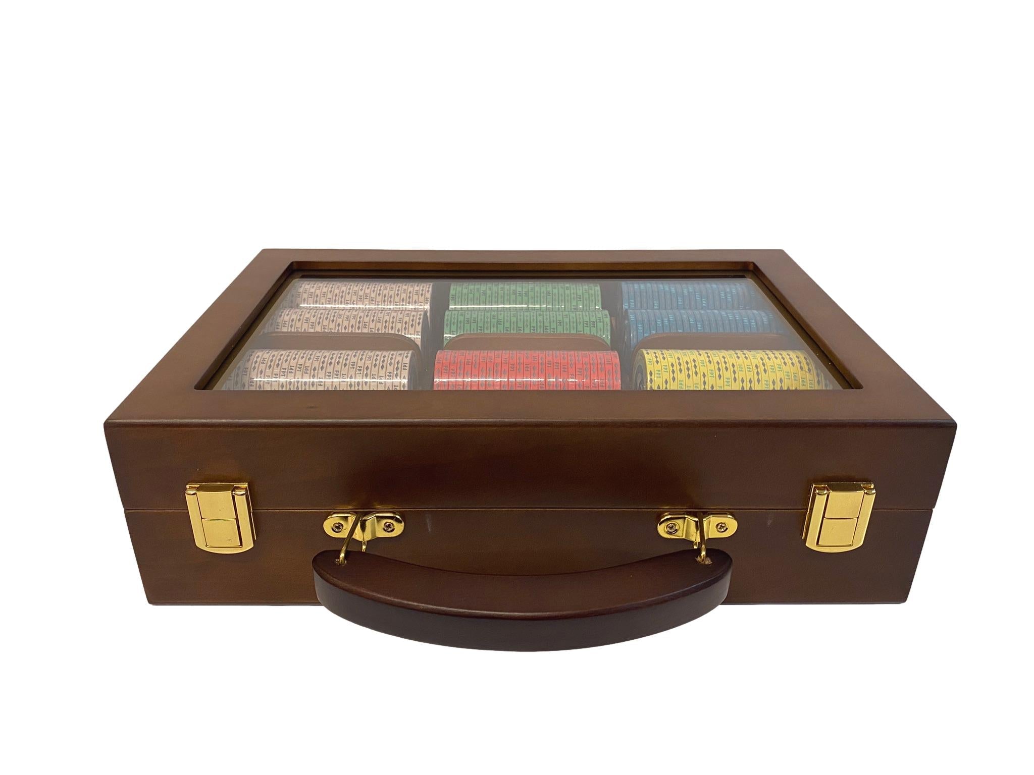 Ensemble Tapis + Mallette Poker avec racks - 300 jetons Céramique - French Touch - Pack Luxe - coffret de poker de luxe cadeau bel objet - Rouge et Noir