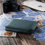 Etui de bridge en cuir pleine fleur - Emeraude - jeu de cartes coffret bridge à jouer coffret de cartes luxe - Rouge et Noir