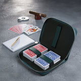 Etui de bridge en cuir pleine fleur - Emeraude - jeu de cartes coffret bridge à jouer coffret de cartes luxe - Rouge et Noir