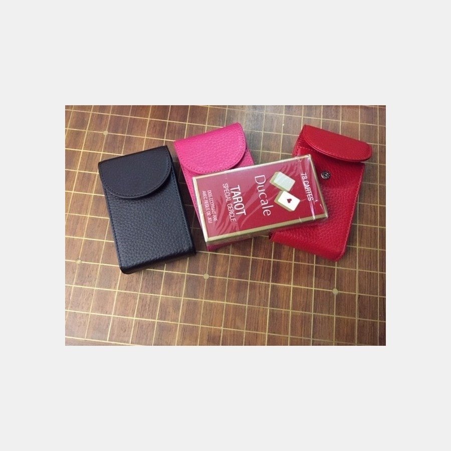 Etui en Cuir pour Tarots - Noir - jeu de cartes coffret de cartes tarots à jouer - Rouge et Noir