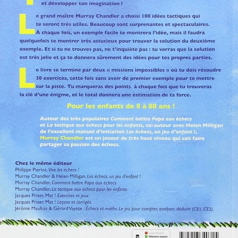 Exercices d'échecs pour les enfants - Murray Chandler ( Recommandé par la FFE ) - Livre d'échecs - Rouge et Noir