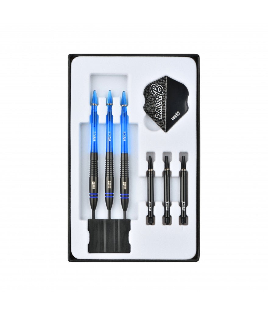 Fléchettes 80% Nickel Tungstène - Raise B - Bleu - Fléchettes acier - Rouge et Noir