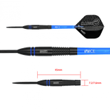 Fléchettes 80% Nickel Tungstène - Raise B - Bleu - Fléchettes acier - Rouge et Noir