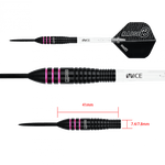 Fléchettes 80% Nickel Tungstène - Raise B - Rose - Fléchettes acier - Rouge et Noir