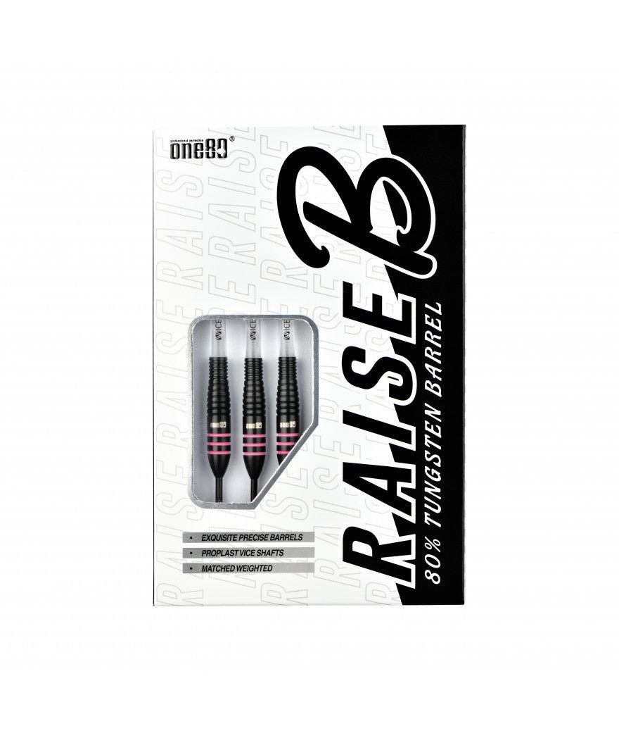 Fléchettes 80% Nickel Tungstène - Raise B - Rose - Fléchettes acier - Rouge et Noir