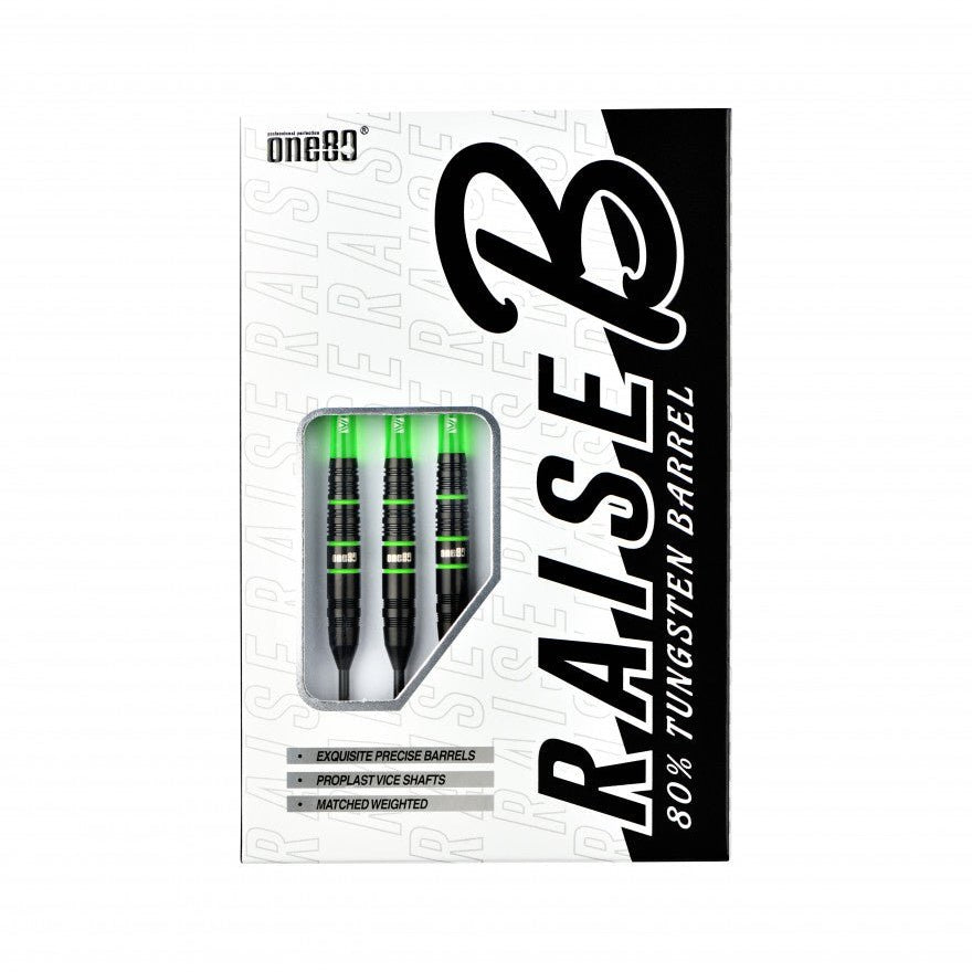 Fléchettes 80% Nickel Tungstène - Raise B - Vert - Fléchettes acier - Rouge et Noir