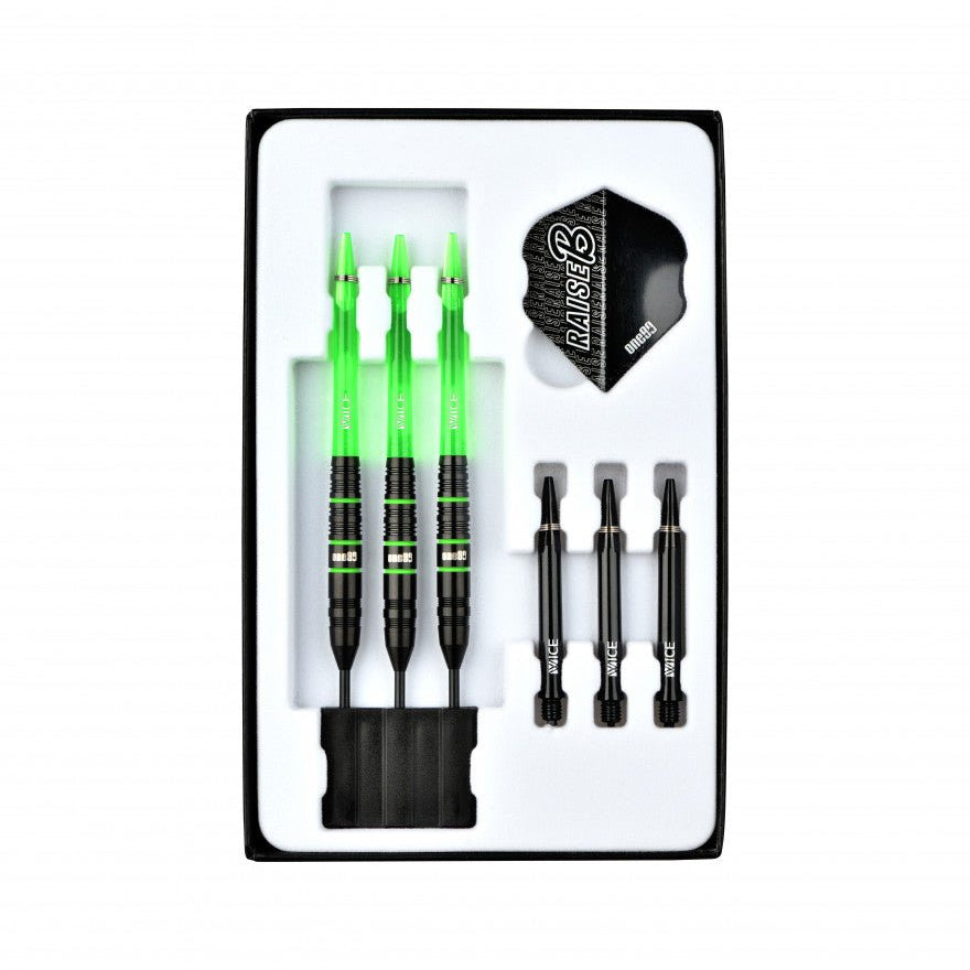Fléchettes 80% Nickel Tungstène - Raise B - Vert - Fléchettes acier - Rouge et Noir