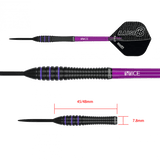 Fléchettes 80% Nickel Tungstène - Raise B - Violet - Fléchettes acier - Rouge et Noir