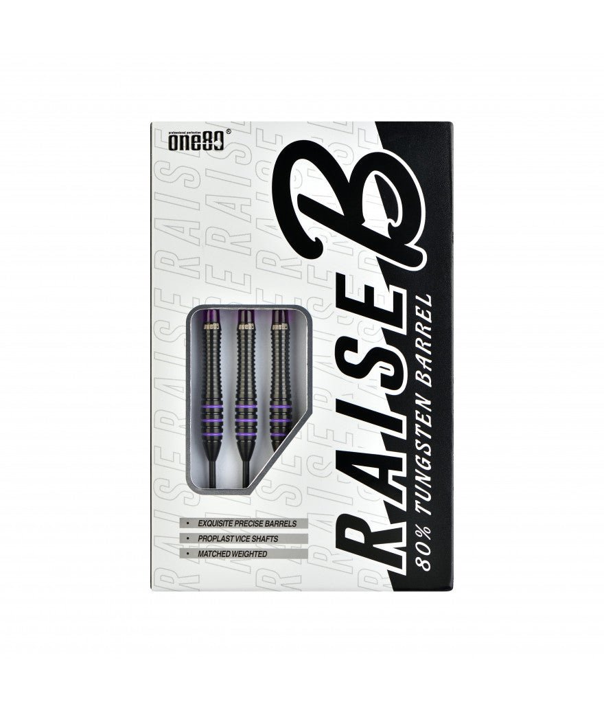 Fléchettes 80% Nickel Tungstène - Raise B - Violet - Fléchettes acier - Rouge et Noir