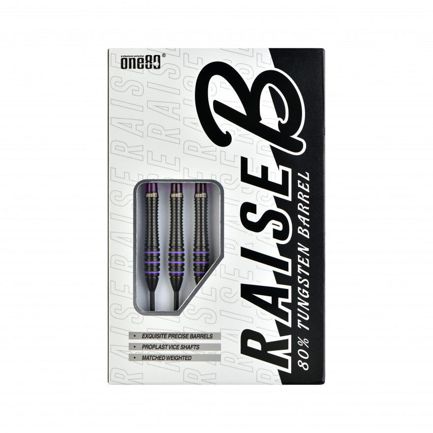 Fléchettes 80% Nickel Tungstène - Raise B - Violet - Fléchettes acier - Rouge et Noir