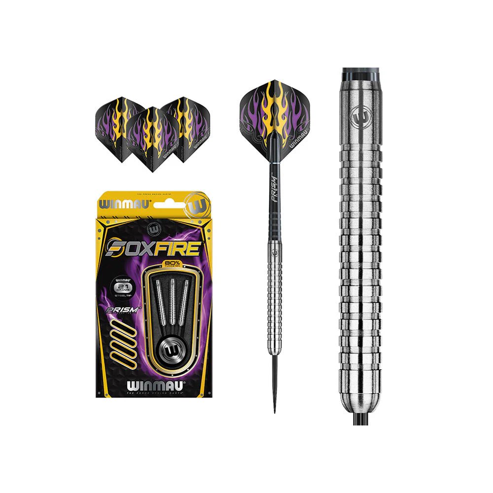 Fléchettes 80% Tungstène - Foxfire - Winmau - 21 Gr - Fléchettes acier - Rouge et Noir