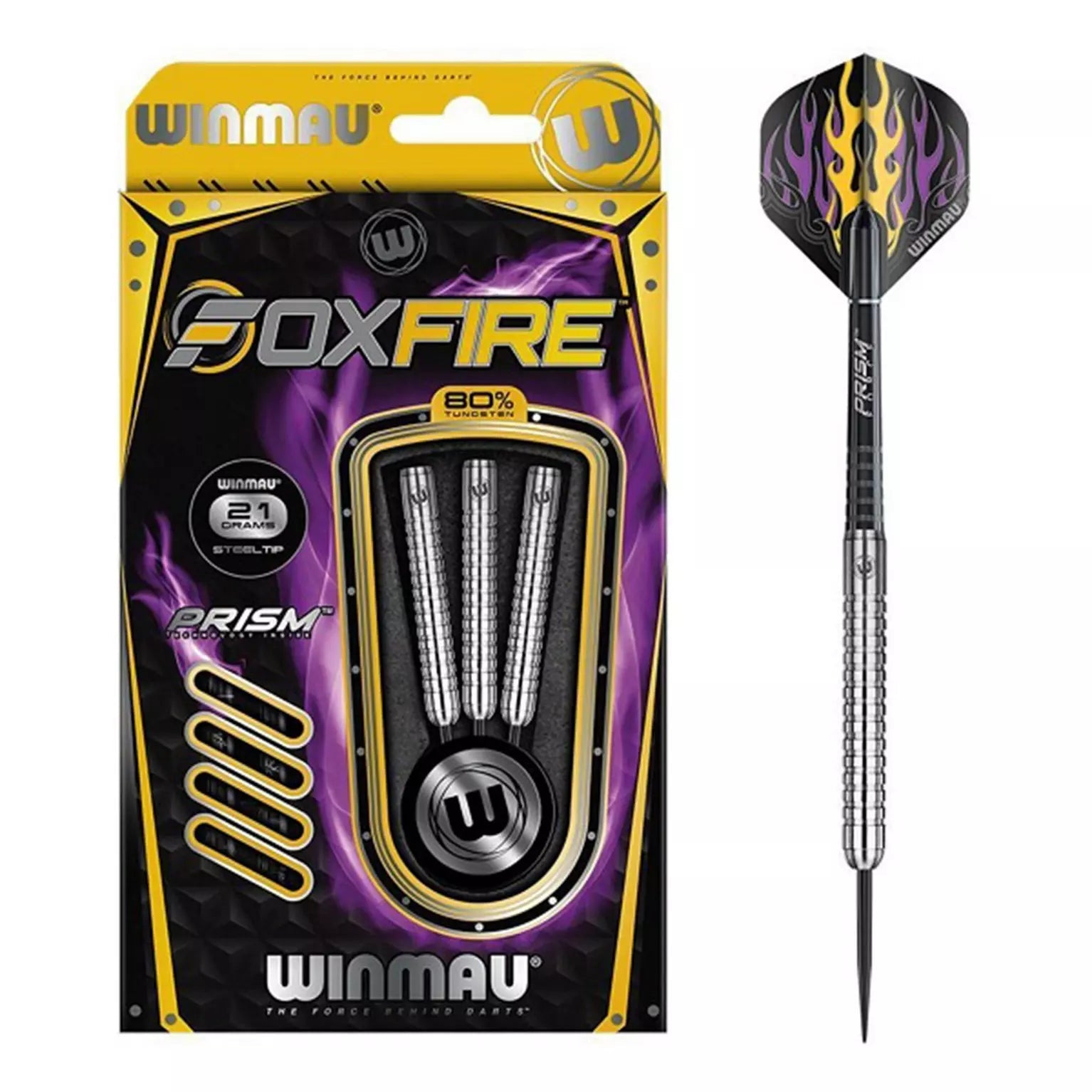 Fléchettes 80% Tungstène - Foxfire - Winmau - 21 Gr - Fléchettes acier - Rouge et Noir