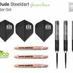 Fléchettes Green Line 90% tungstene - Dude - Royal Darts - Fléchettes acier - Rouge et Noir