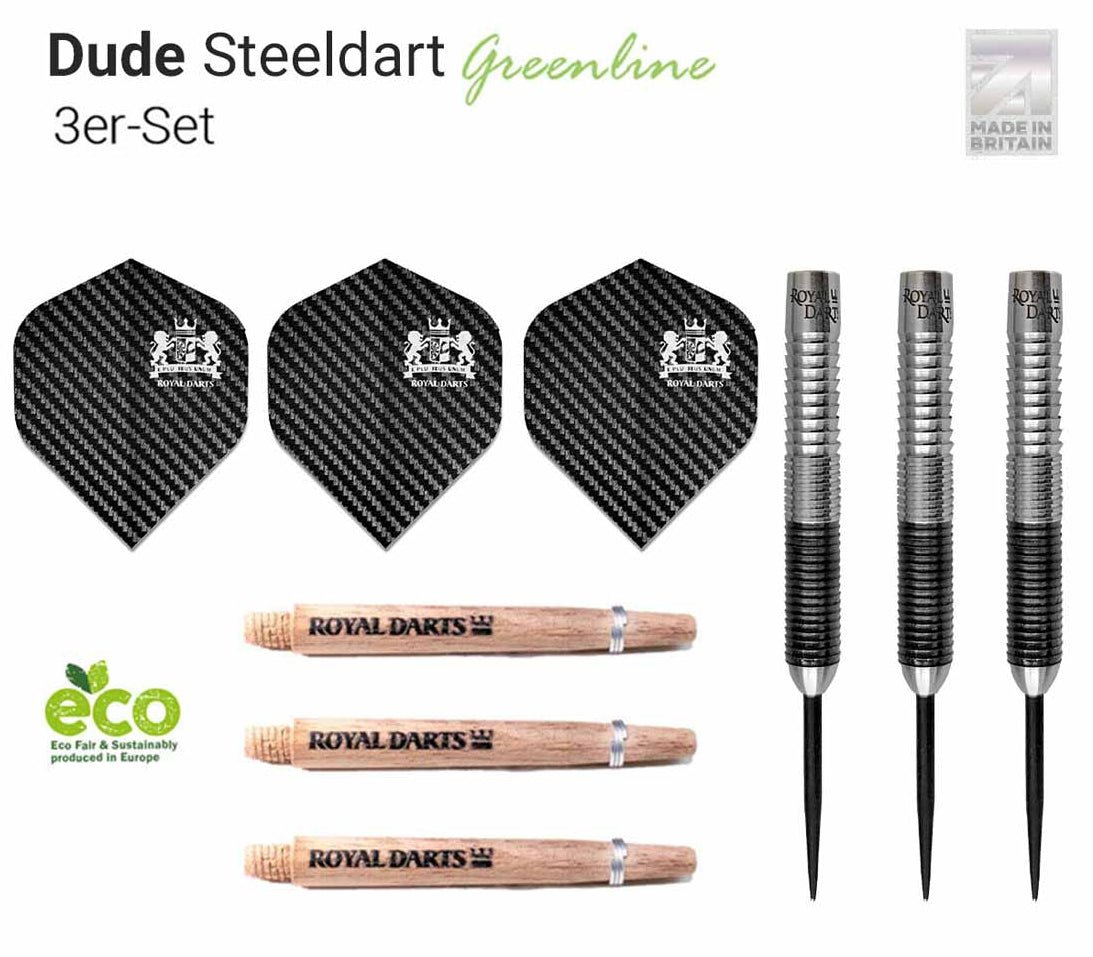 Fléchettes Green Line 90% tungstene - Dude - Royal Darts - Fléchettes acier - Rouge et Noir