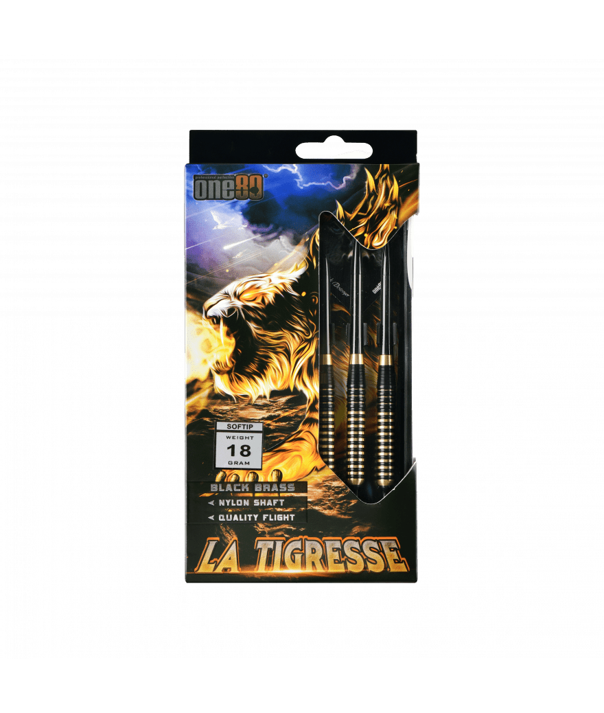Fléchettes Laiton - Pointes plastiques - Tigresse - Fléchettes acier - Rouge et Noir