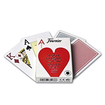 Fournier 100% plastique single - Index Jumbo - cartes de poker - Rouge et Noir