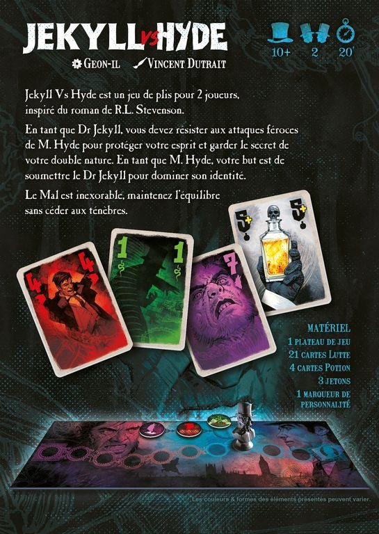 Jekyll Vs Hyde - Jeu de société et plateau de stratégie de cartes à deux coopératif - Rouge et Noir