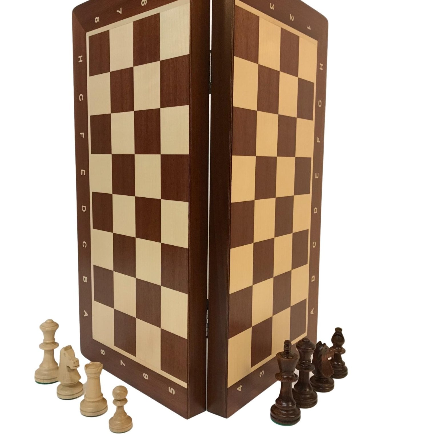 Jeu d'échecs - Coffre Acajou - Lettré - Chiffré - Coffret d'échecs et jeu d'échecs ensemble classique de voyage en bois - Rouge et Noir