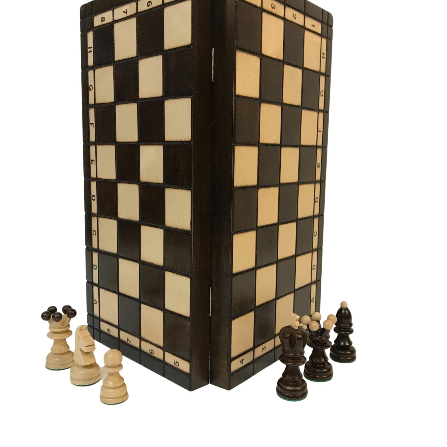 Jeu d'échecs - Coffre pyrogravé - Coffret d'échecs et jeu d'échecs de voyage en bois - Rouge et Noir