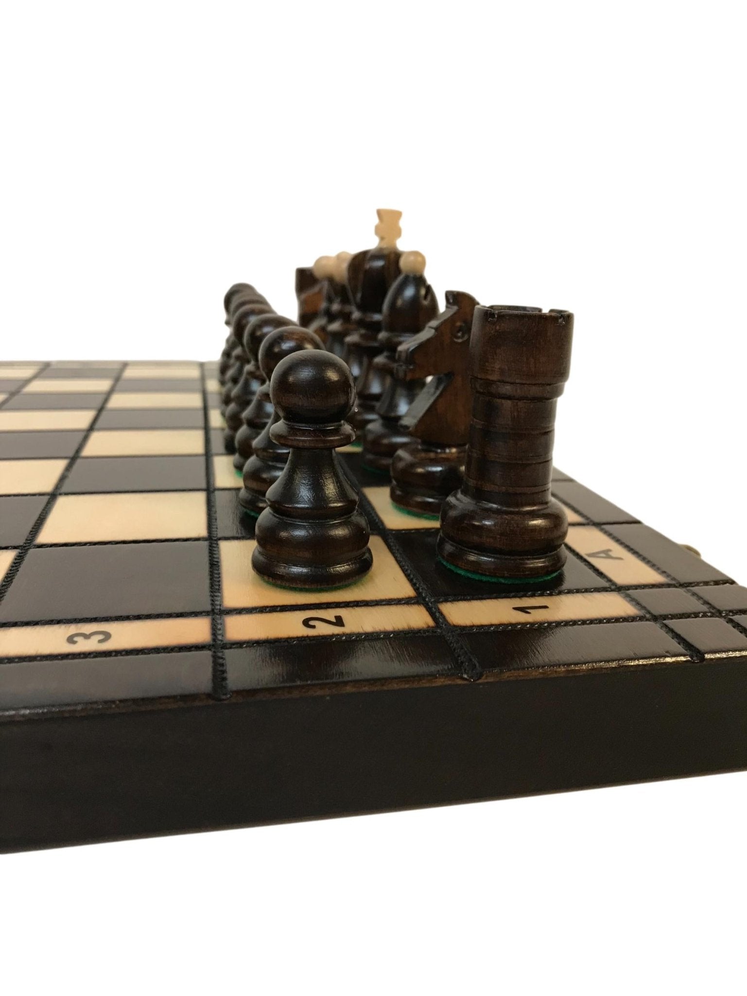 Jeu d'échecs - Coffre pyrogravé - Coffret d'échecs et jeu d'échecs de voyage en bois - Rouge et Noir