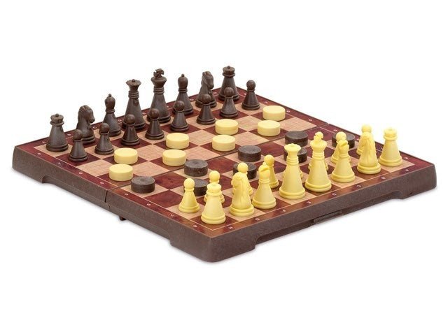 Jeu d'échecs de voyage en plastique magnétique - PM - 17 x 9 cm - jeu d'échecs de voyage - Rouge et Noir