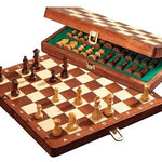 Jeu d'échecs de voyage magnétique - Acajou marqueté 30 mm - Coffre d'échecs et jeu d'échecs de voyage - Rouge et Noir