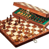 Jeu d'échecs de voyage magnétique - Acajou marqueté 30 mm - Coffre d'échecs et jeu d'échecs de voyage - Rouge et Noir