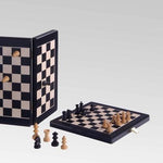 Jeu d'échecs de voyage magnétique en bois marqueté Ulbrich - Sycomore / Poirier teinté - Coffre d'échecs et jeu d'échecs de voyage - Rouge et Noir
