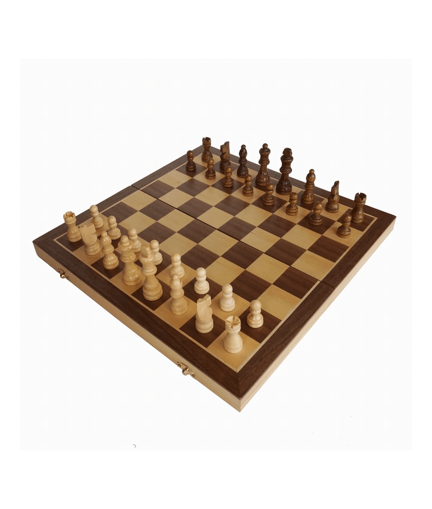 Jeu d'échecs pliant - 38 cm - Noyer Magnétique - Coffre d'échecs et jeu d'échecs de voyage - Rouge et Noir