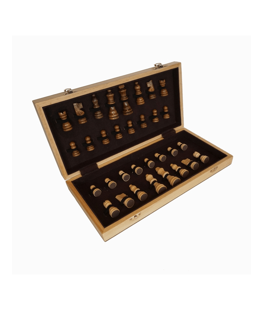 Jeu d'échecs pliant - 38 cm - Noyer Magnétique - Coffre d'échecs et jeu d'échecs de voyage - Rouge et Noir