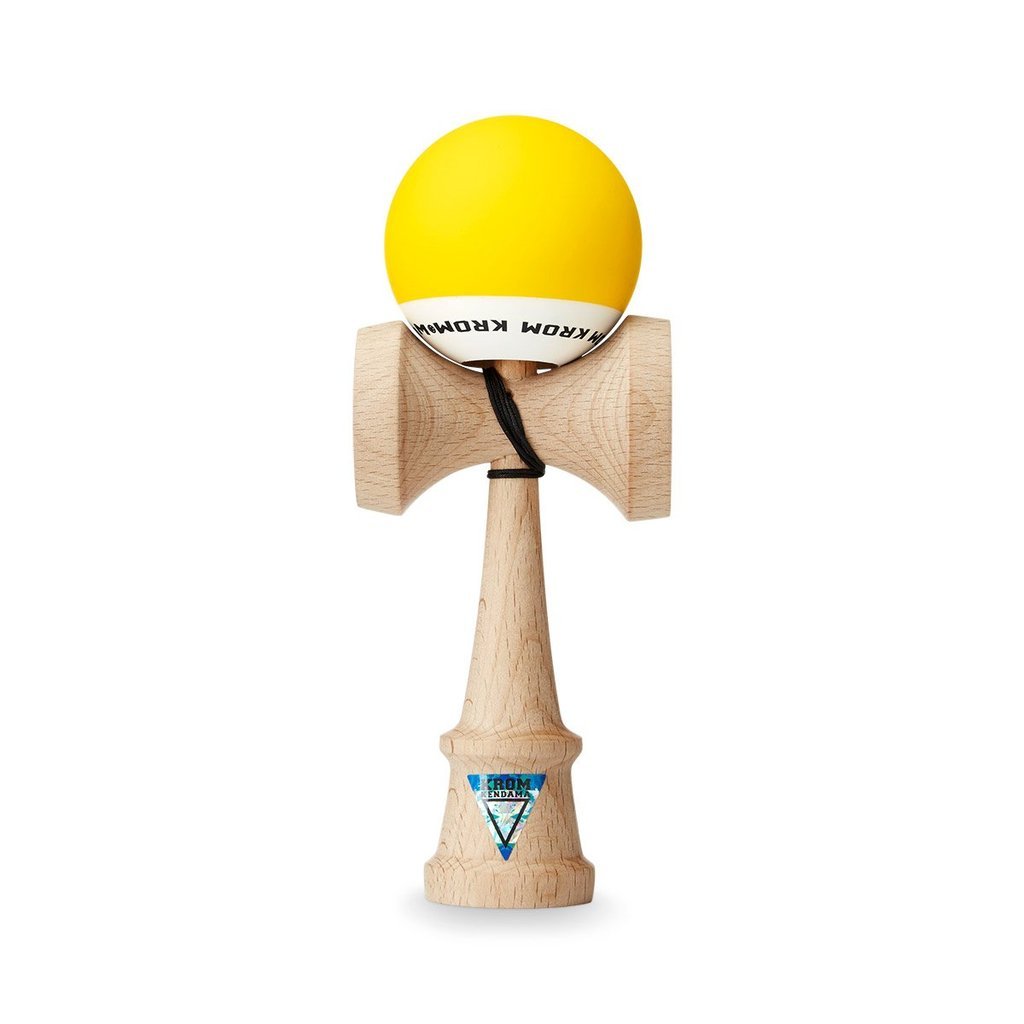 Kendama Pop - KROM - Jaune - Jeu d'adresse en bois - Rouge et Noir