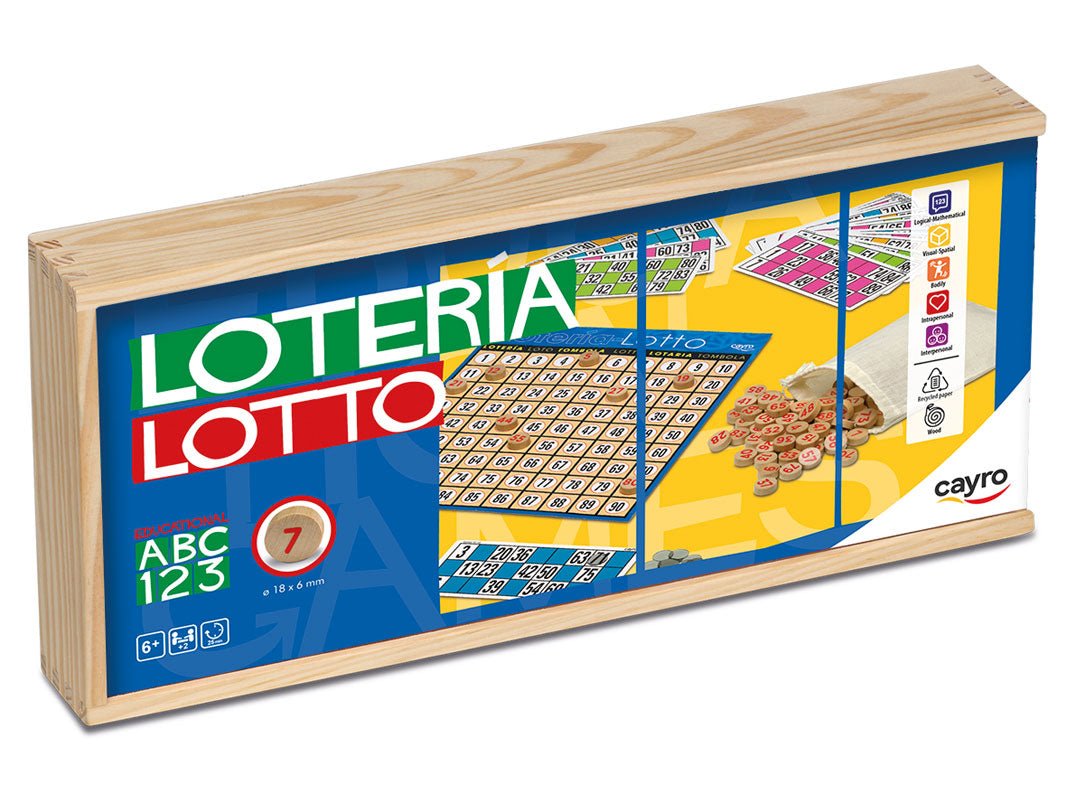 Loto boite en bois - 48 cartons - jeu traditionnel jeu de loto - Rouge et Noir