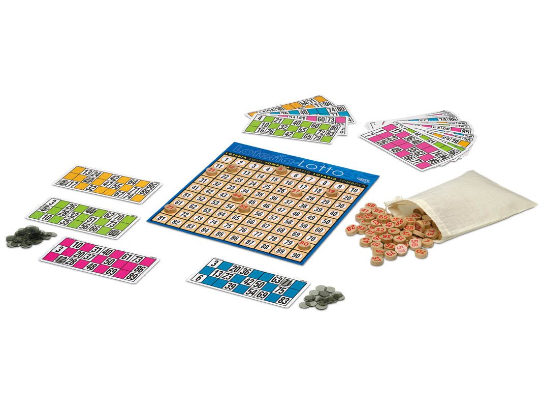 Loto boite en bois - 48 cartons - jeu traditionnel jeu de loto - Rouge et Noir