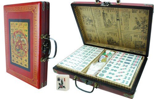 Mah - Jong - Coffret chinois - jeu traditionnel jeu de mah - jong - Rouge et Noir