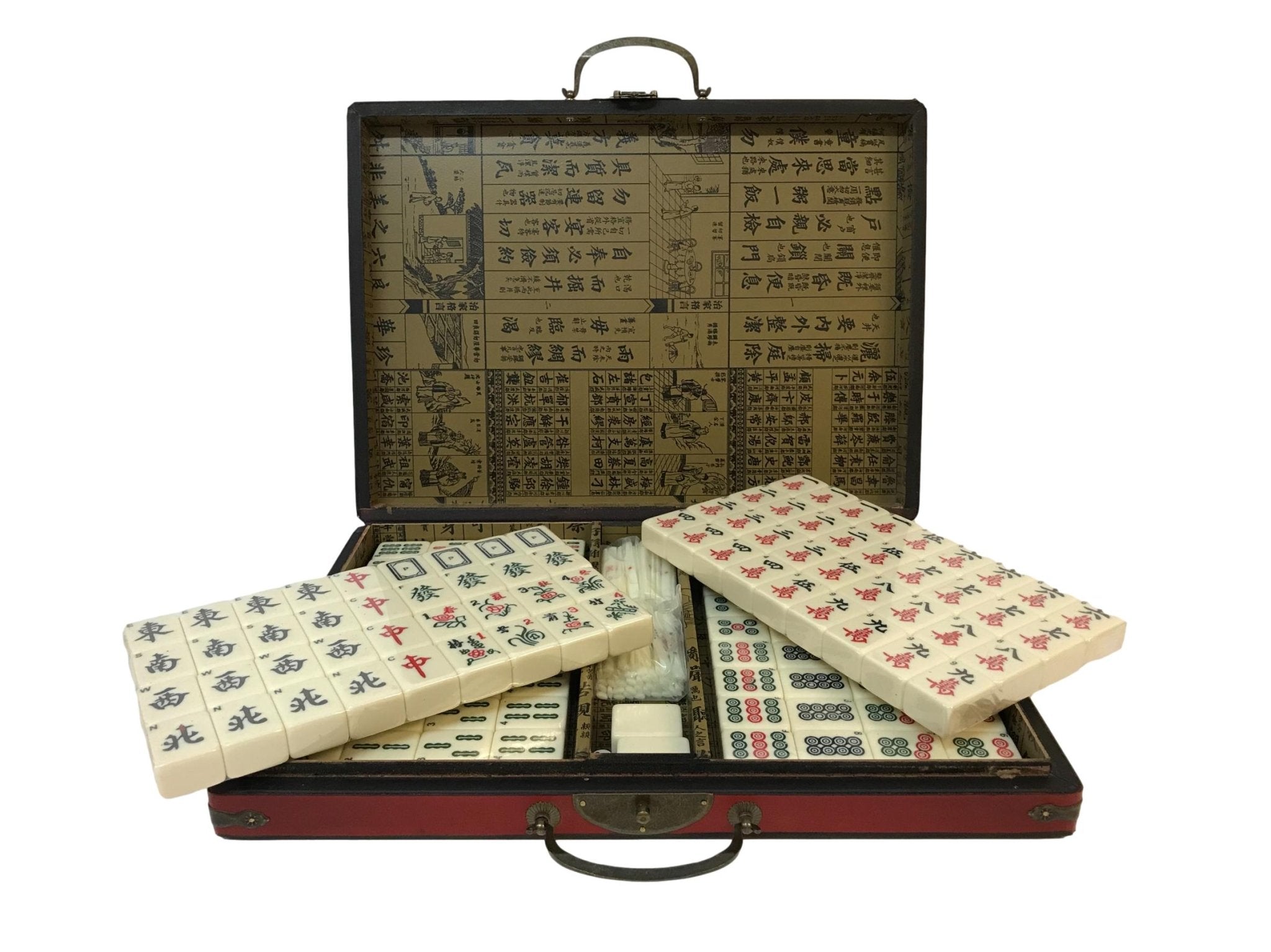 Mah - Jong - Coffret chinois - XXL - jeu traditionnel jeu de mah - jong - Rouge et Noir