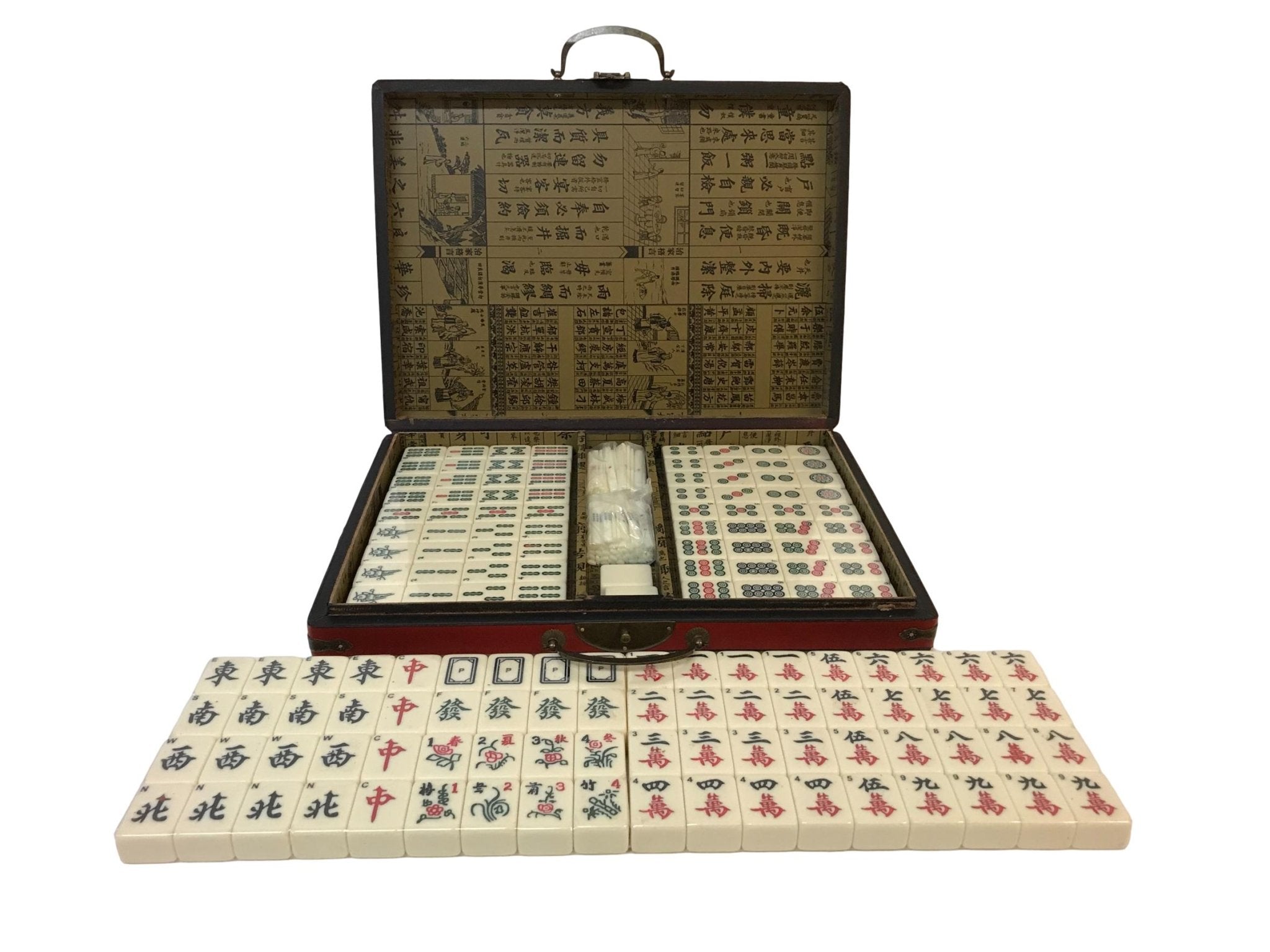 Mah - Jong - Coffret chinois - XXL - jeu traditionnel jeu de mah - jong - Rouge et Noir