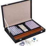 Mah - Jong - Coffret Cuir + Porte tuiles - jeu traditionnel jeu de mah - jong - Rouge et Noir