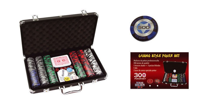 Mallette de 300 jetons - Poker Club - 14,5 gr - mallette de poker aluminium - Rouge et Noir