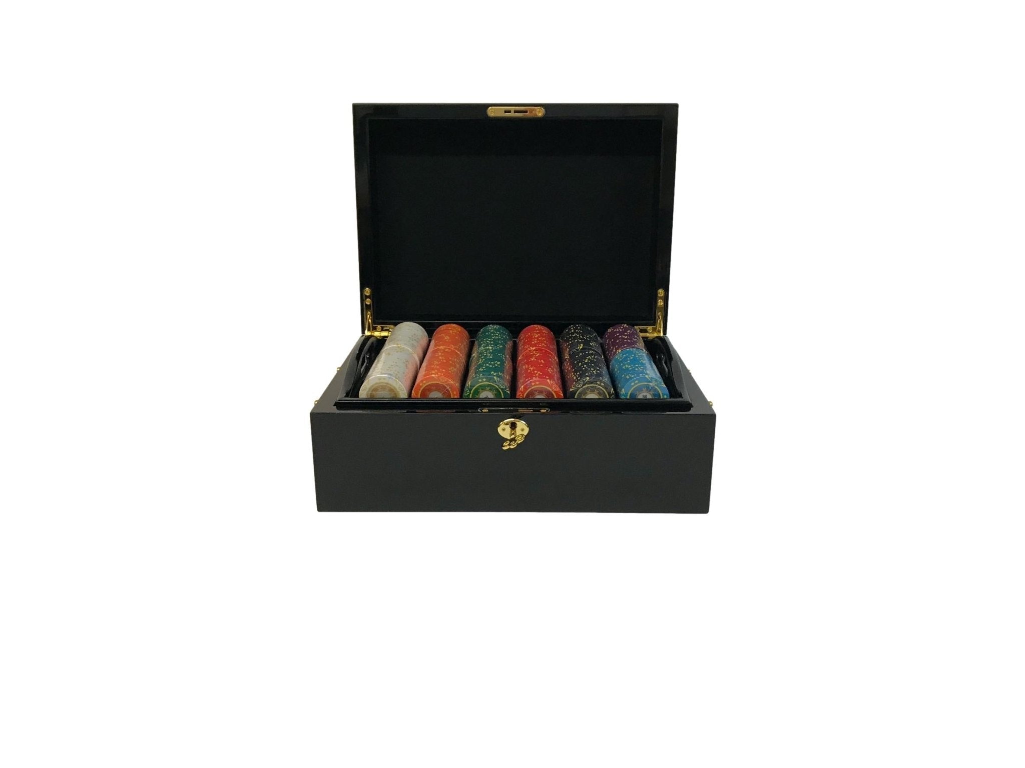 Mallette de 500 jetons - Bois laqué Noir - Sunshine - 14,5 gr - mallette de poker aluminium coffret de poker de luxe cadeau bel objet - Rouge et Noir