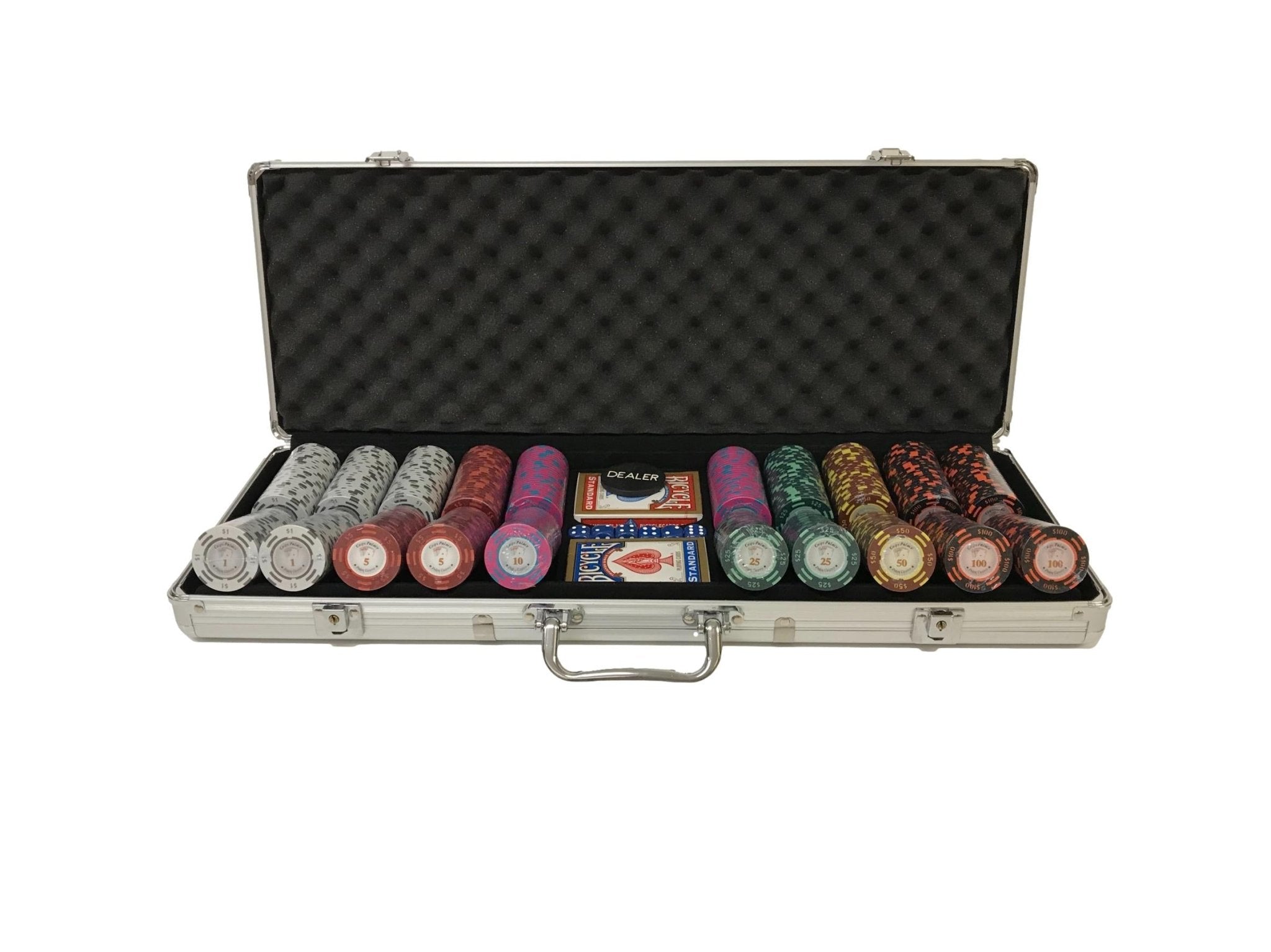 Mallette de 500 jetons - Chips Palace MC - 14,5 gr - mallette de poker aluminium coffret de poker de luxe cadeau bel objet - Rouge et Noir