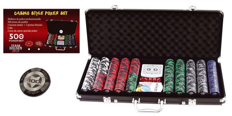 Mallette de 500 jetons - Poker Club - 14,5 gr - mallette de poker aluminium - Rouge et Noir