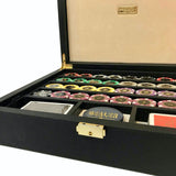 Mallette de poker en cuir grainé - Noir - coffret de poker de luxe - Rouge et Noir