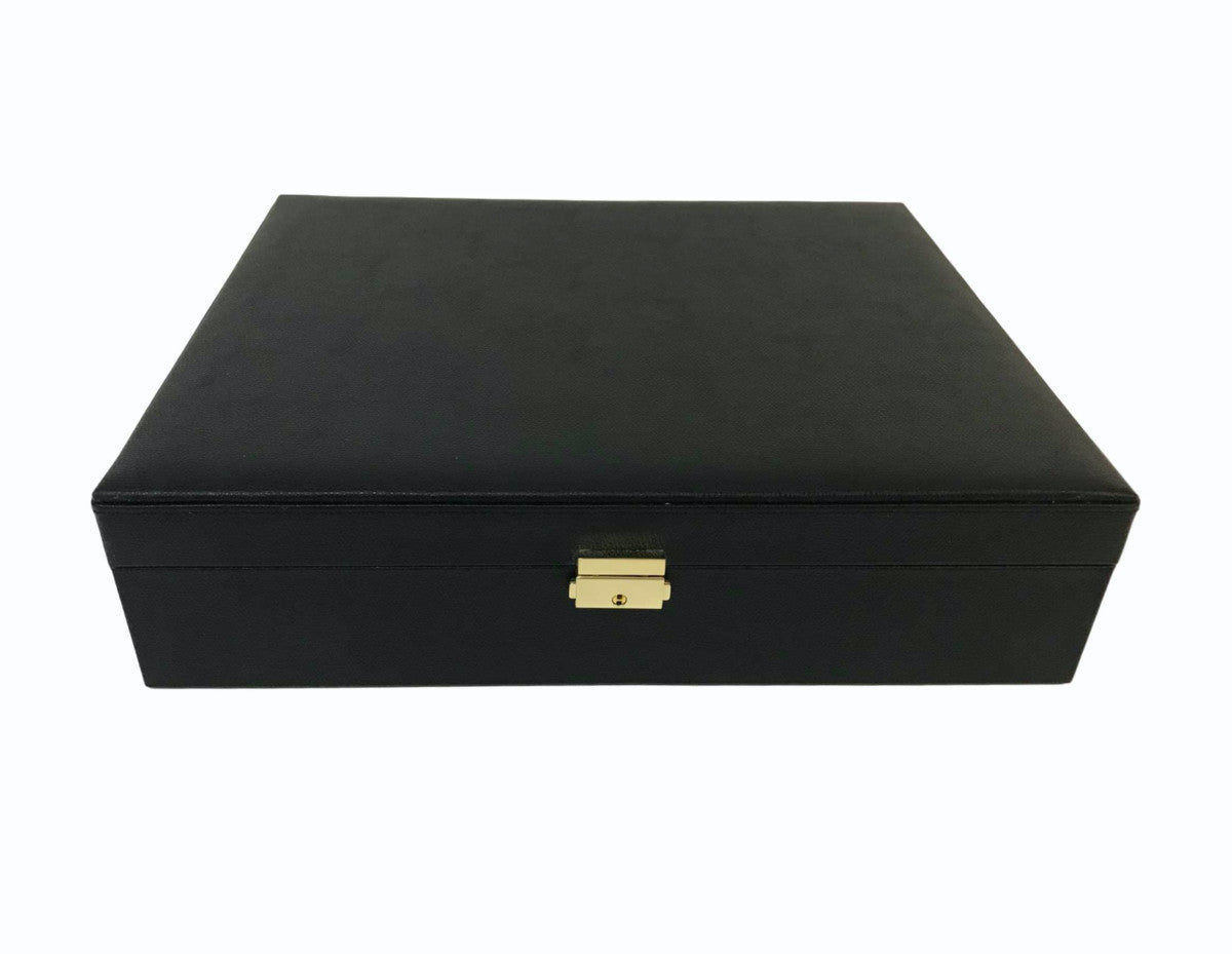 Mallette de poker en cuir grainé - Noir - coffret de poker de luxe - Rouge et Noir