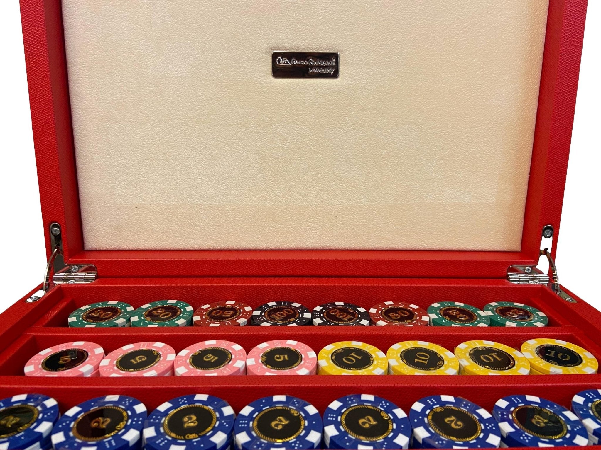 Mallette de poker en cuir grainé - Rouge - coffret de poker de luxe - Rouge et Noir