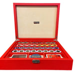 Mallette de poker en cuir grainé - Rouge - coffret de poker de luxe - Rouge et Noir