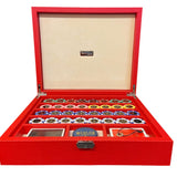 Mallette de poker en cuir grainé - Rouge - coffret de poker de luxe - Rouge et Noir