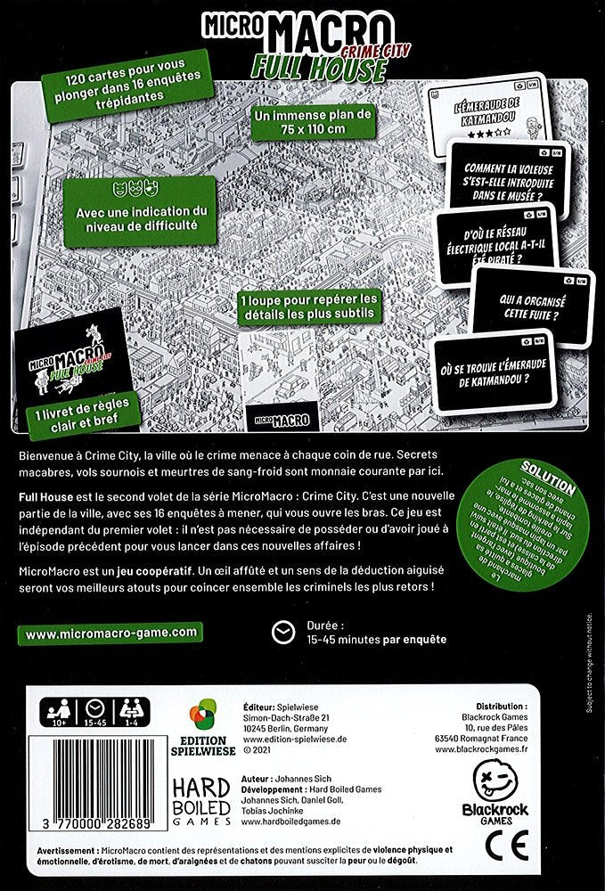 Micro Macro - Crime city - Full house - Jeu de plateau de stratégie coopératif - Rouge et Noir