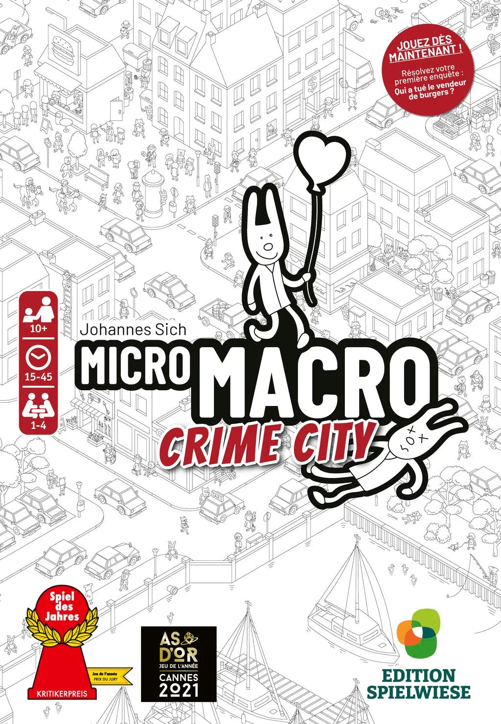 Micro Macro - Crime city - Jeu de plateau de stratégie coopératif - Rouge et Noir