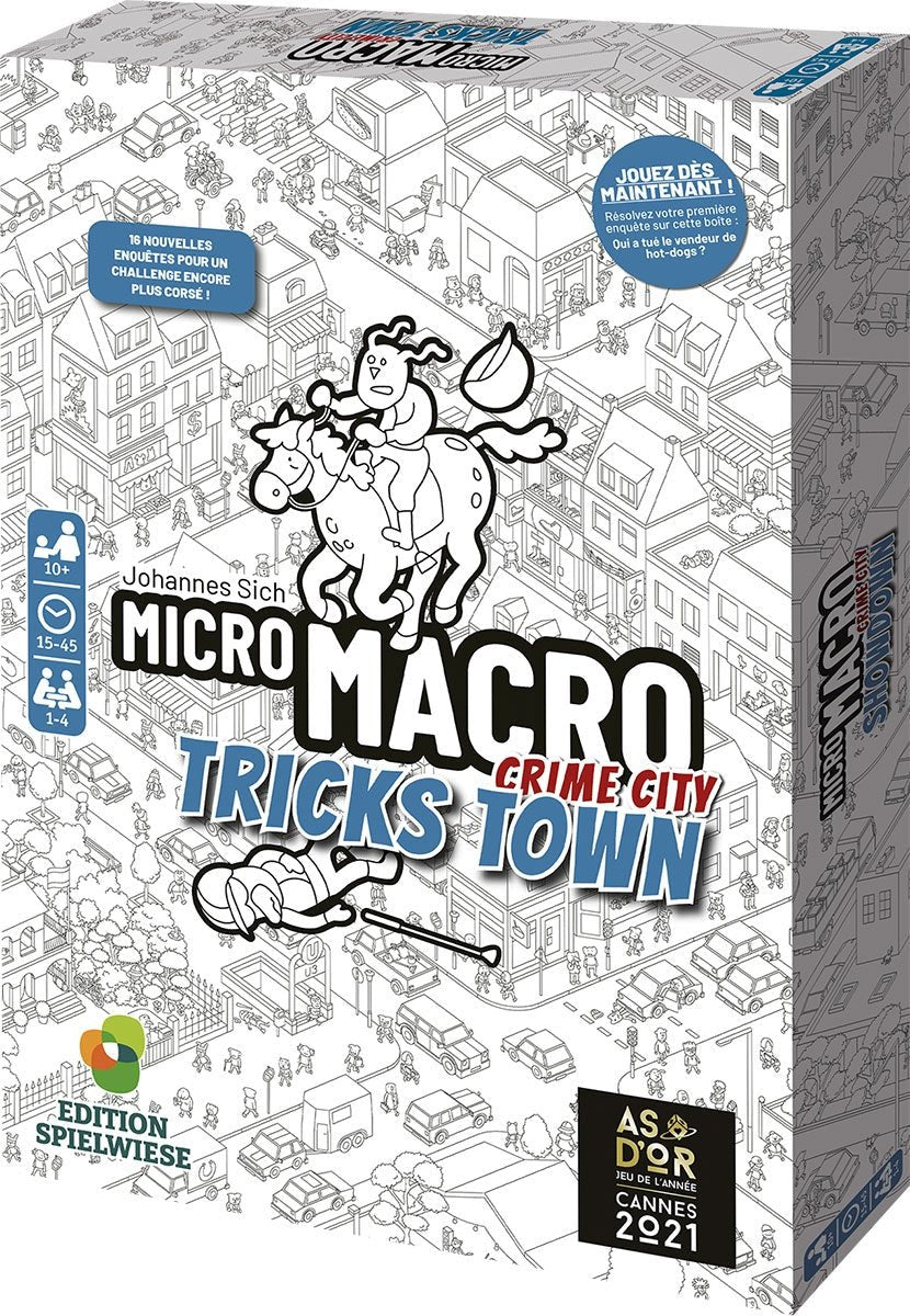 Micro Macro - Crime city - Tricks town - Jeu de plateau de stratégie coopératif - Rouge et Noir